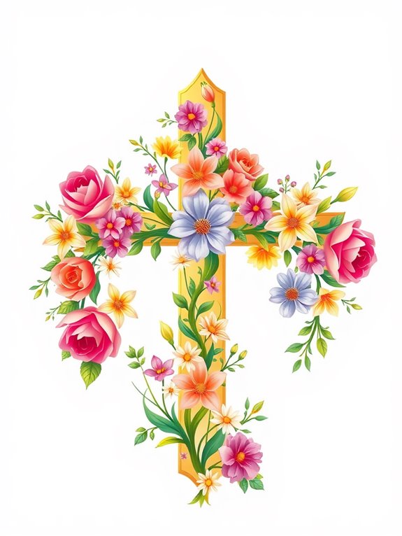 floral cross clipart design