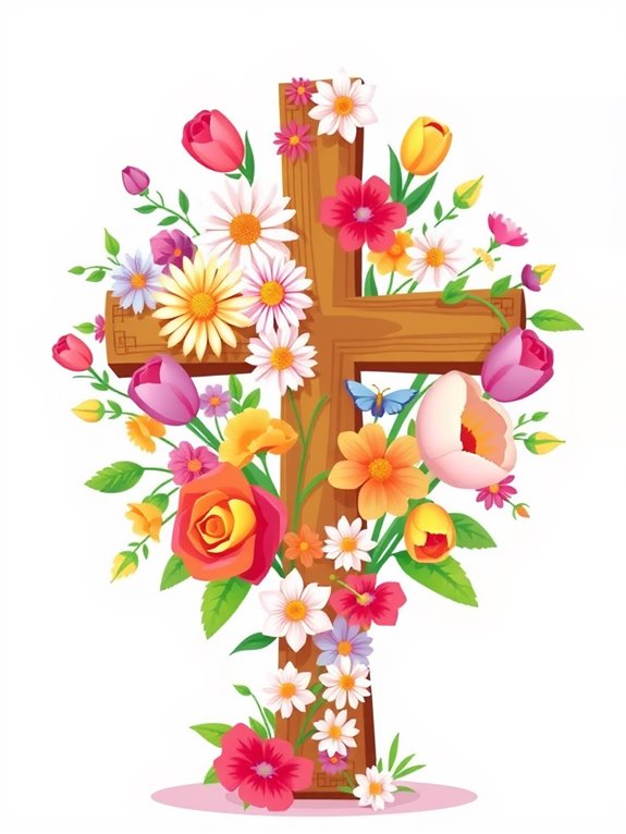 floral cross clipart design