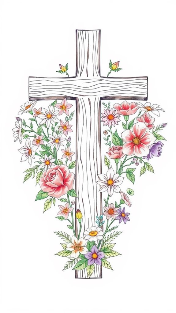 floral cross illustration design