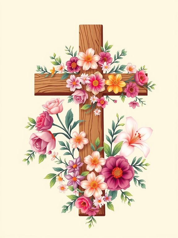 floral cross love clipart