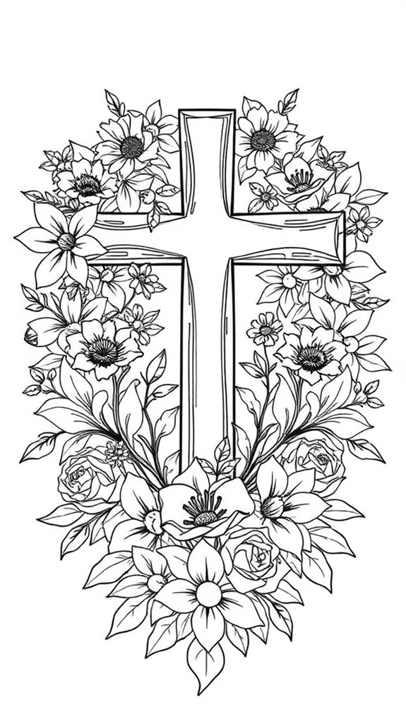 floral cross resurrection art