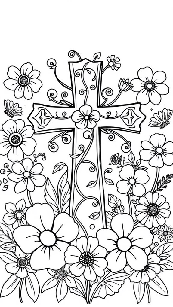 floral doodle coloring page