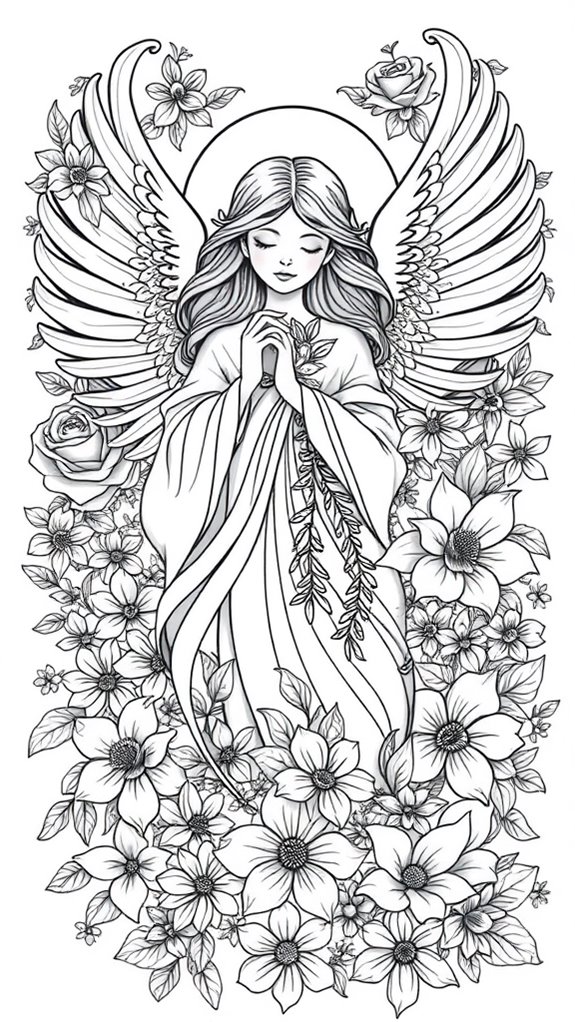 floral themed angel illustration