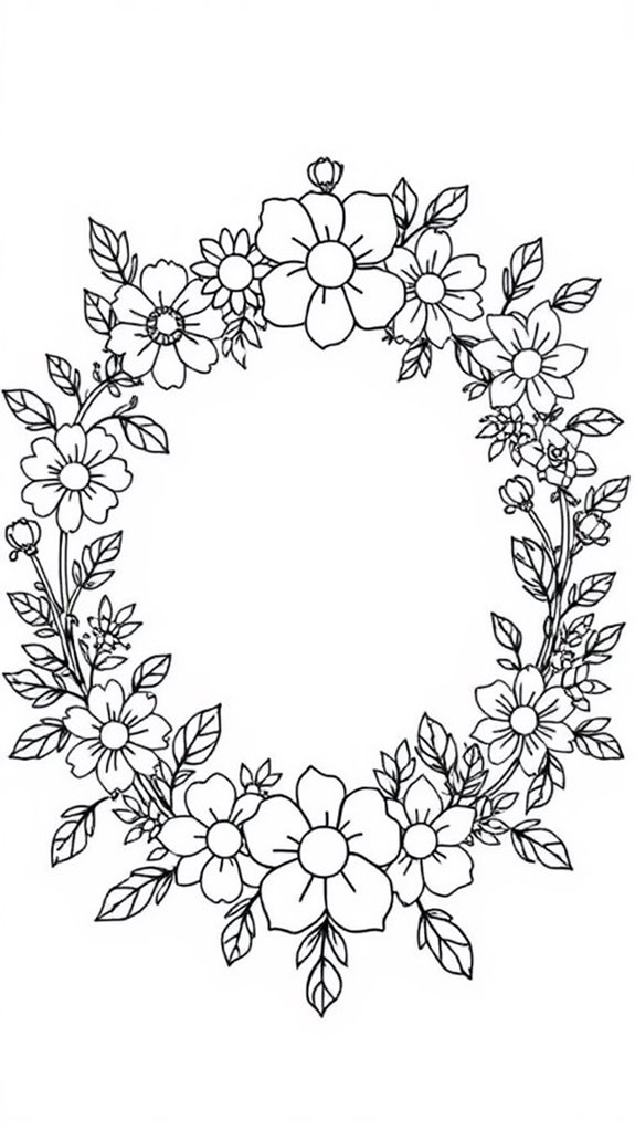 floral wreath coloring page