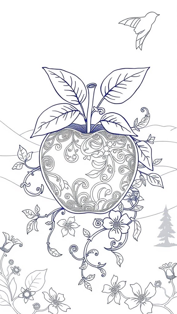 forbidden fruit line drawing