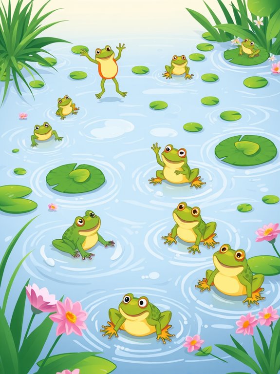 frogs swimming in water