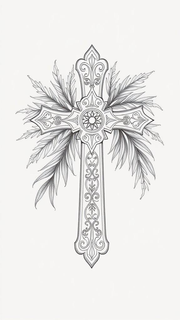 graceful palm adorned cross