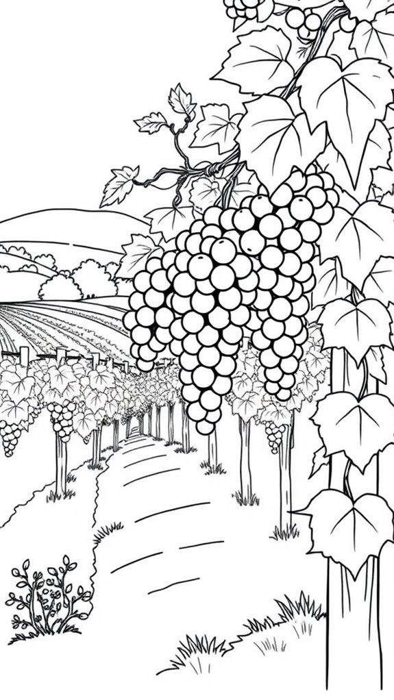 grapes coloring page activity