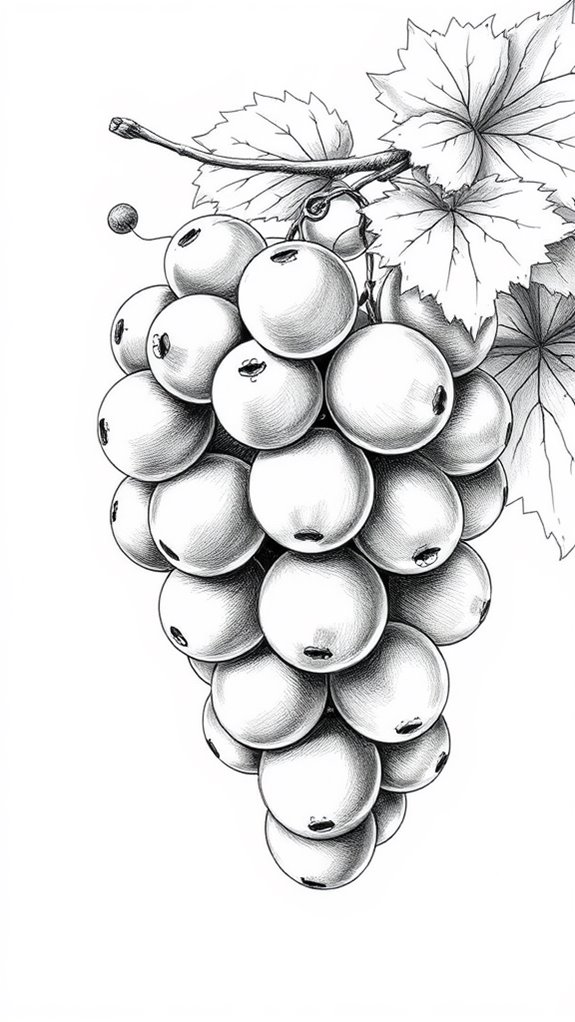 grapes illustrated in monochrome