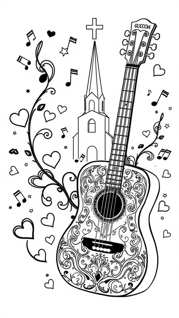 guitar themed coloring activity