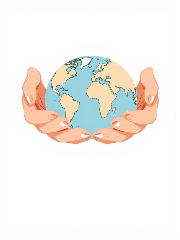 hands cradling globe illustration