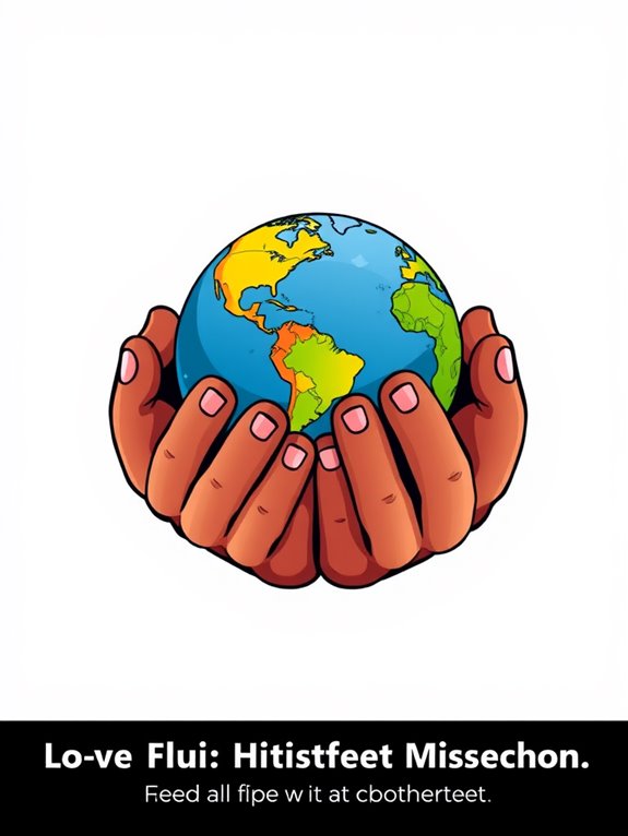 hands embracing globe illustration