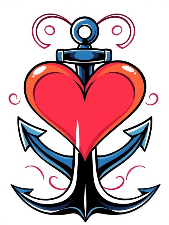 heart and anchor design