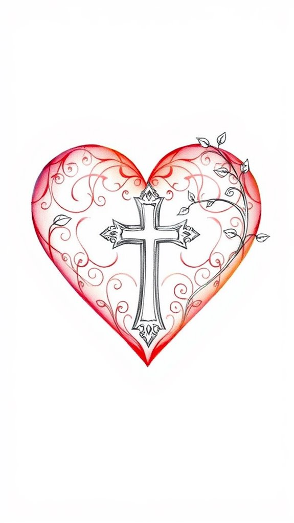 heart and cross artwork