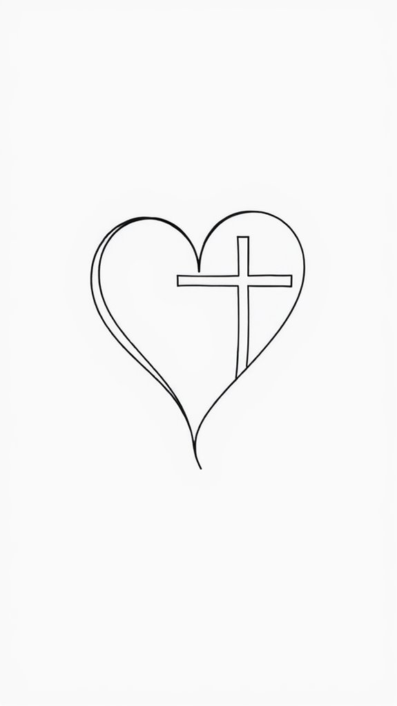 heart cross monoline design