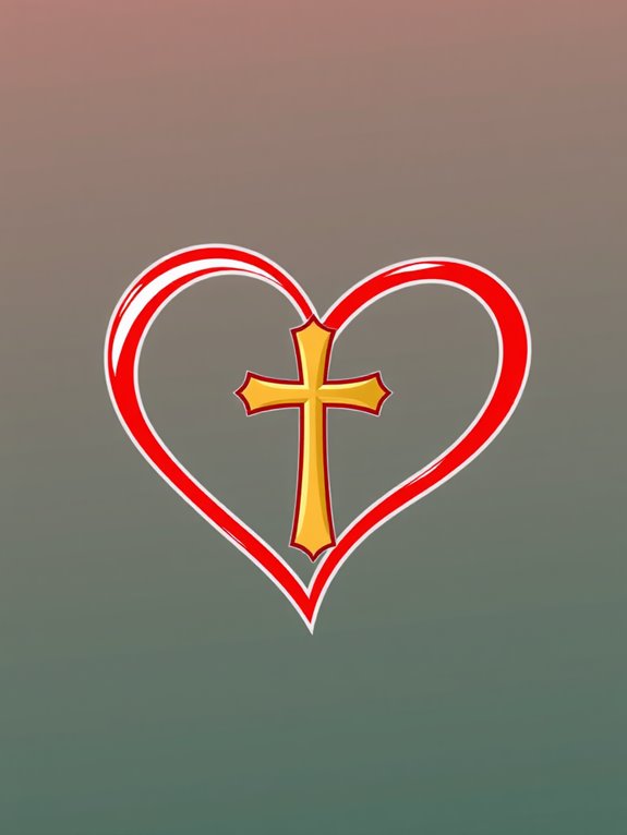 heart shaped christian cross clipart