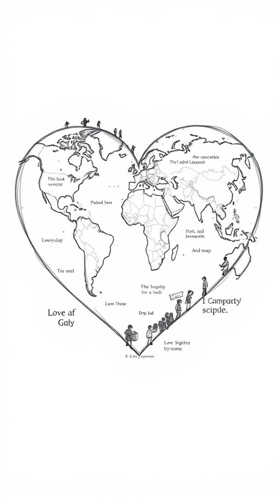 heart shaped world sketch drawing