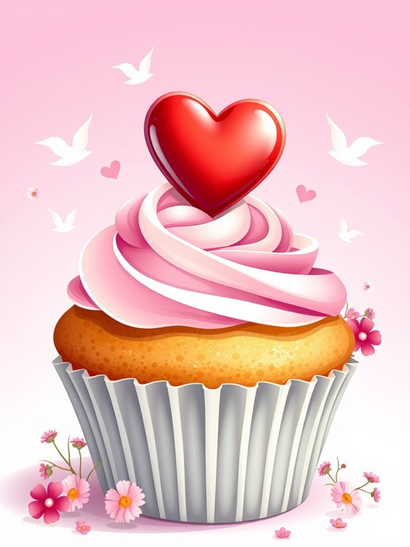 heart themed cupcake clipart