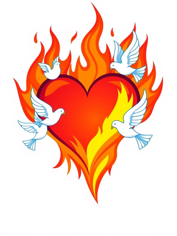 heart themed pentecost clipart image