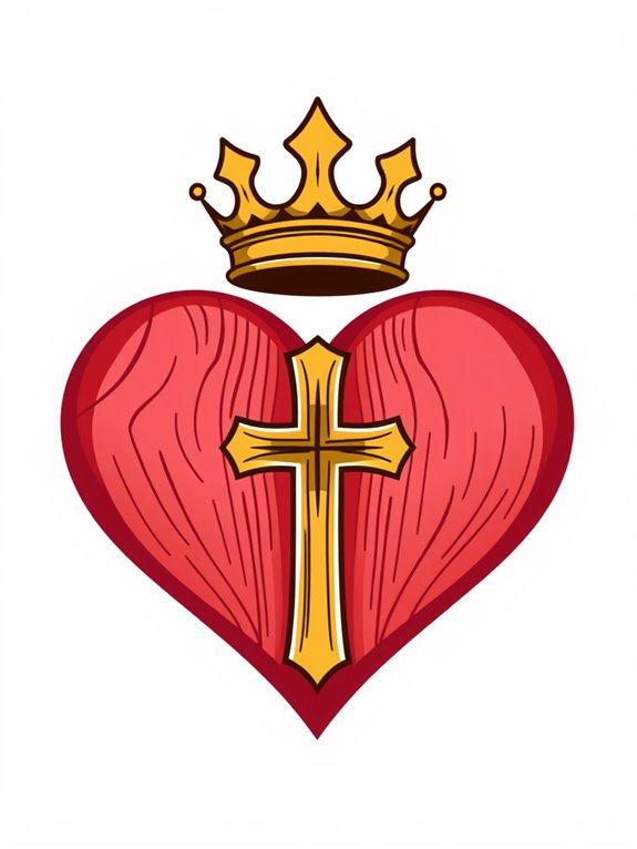 heart with cross crown