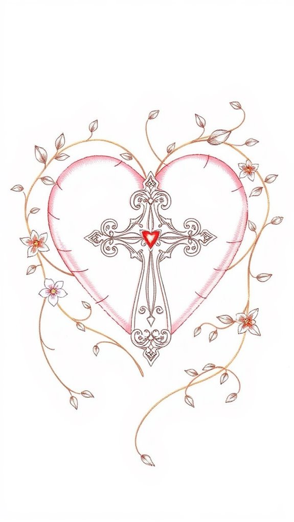 hearts and crosses artwork