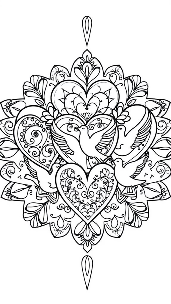 hearts and doves design