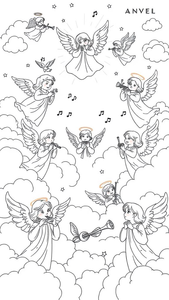 heavenly angels coloring page