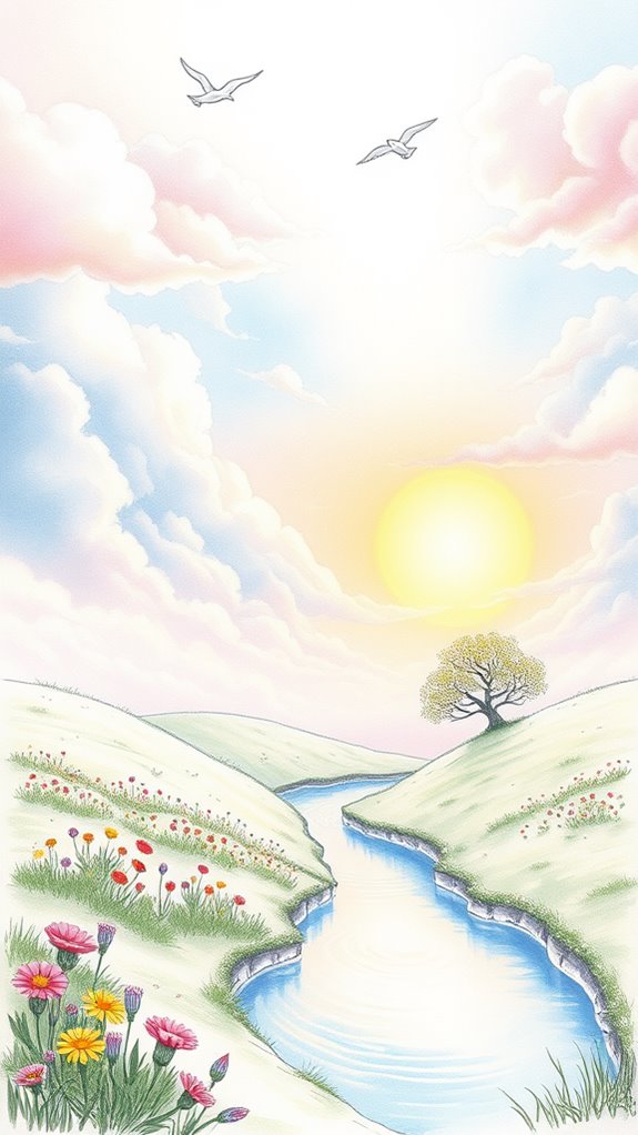 heavenly serene landscape sketch