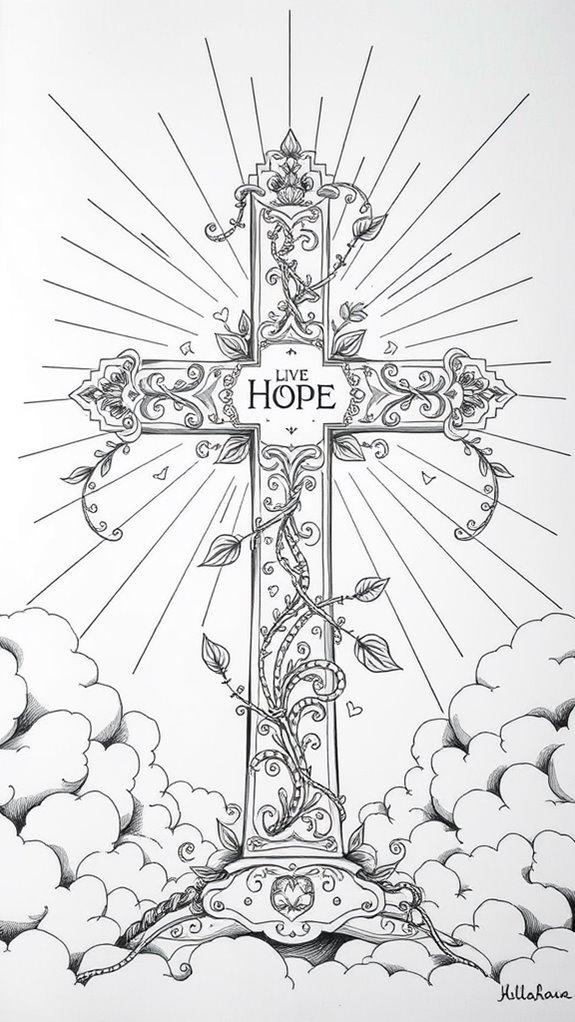 hopeful monochrome cross illustration