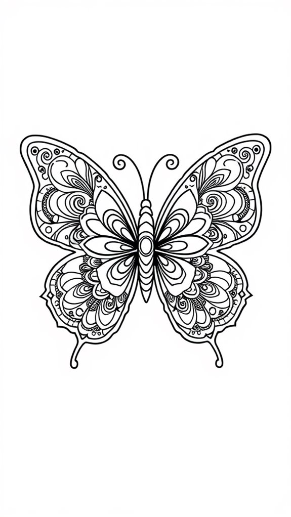 intricate butterfly coloring design