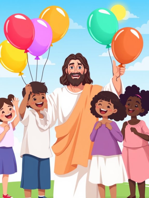 jesus and children balloon