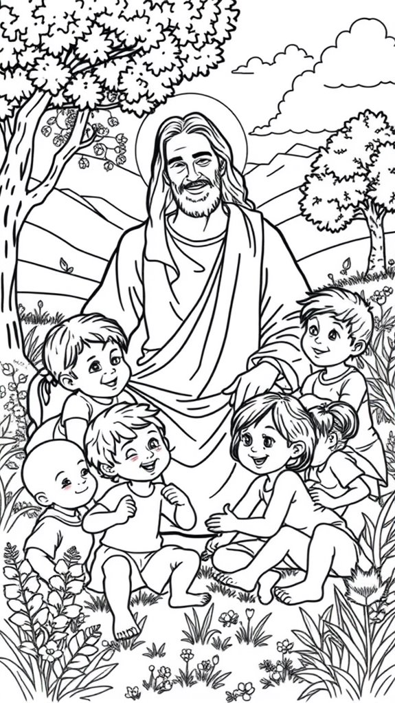 jesus and children coloring