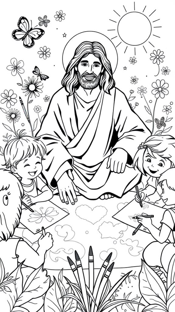 jesus and children coloring