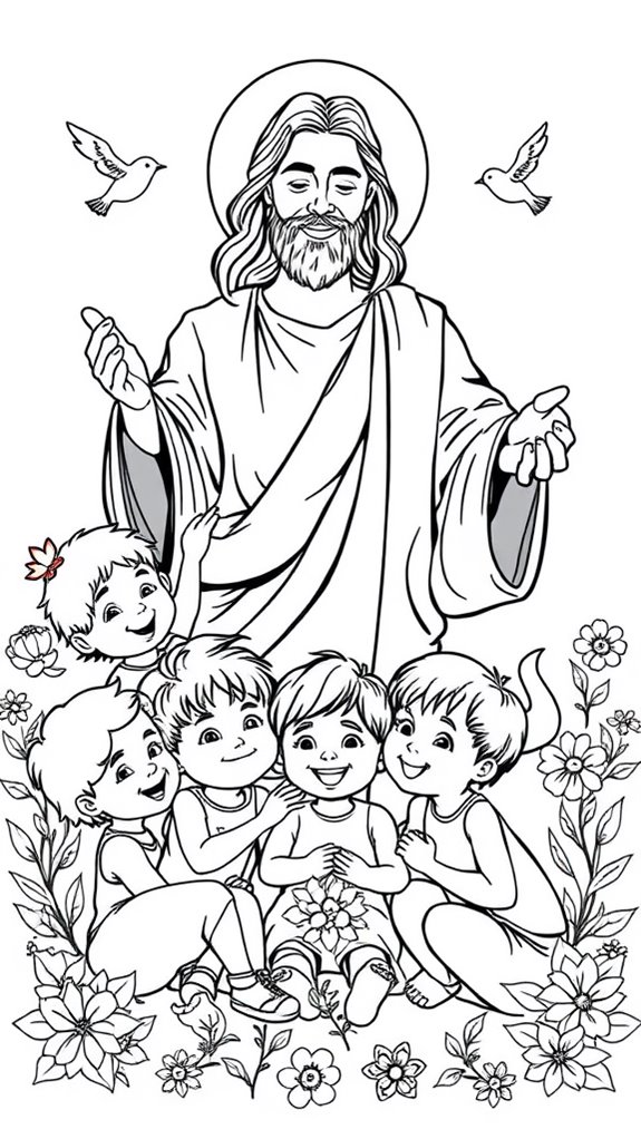 jesus and children coloring