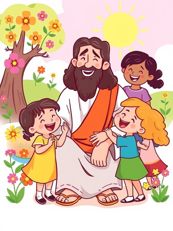 jesus and children illustration