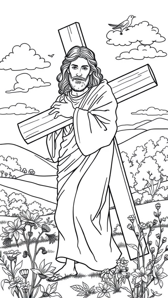 jesus carrying cross coloring page