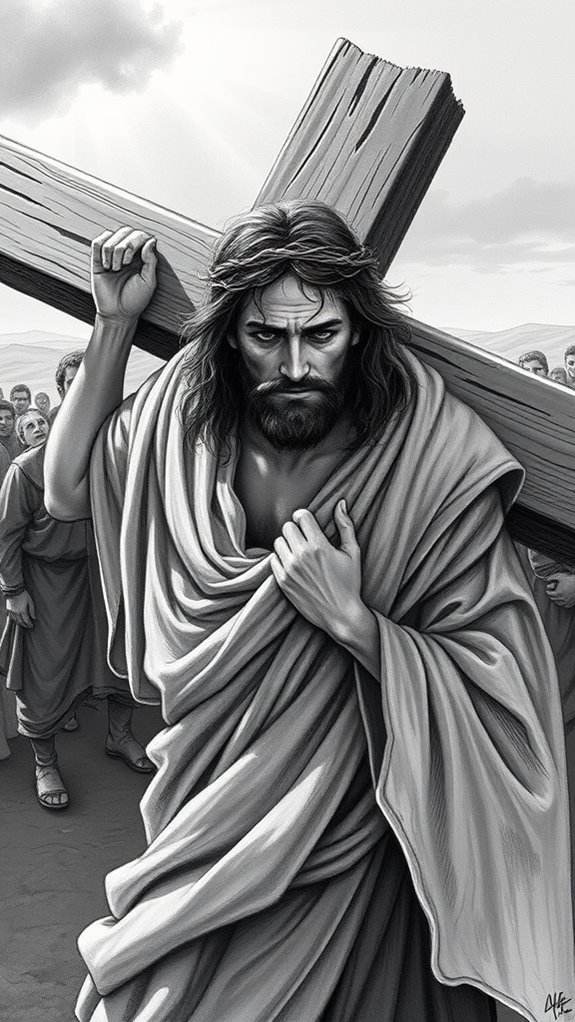 jesus carrying cross realistically