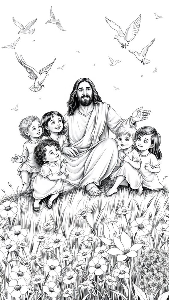 jesus children peace drawing