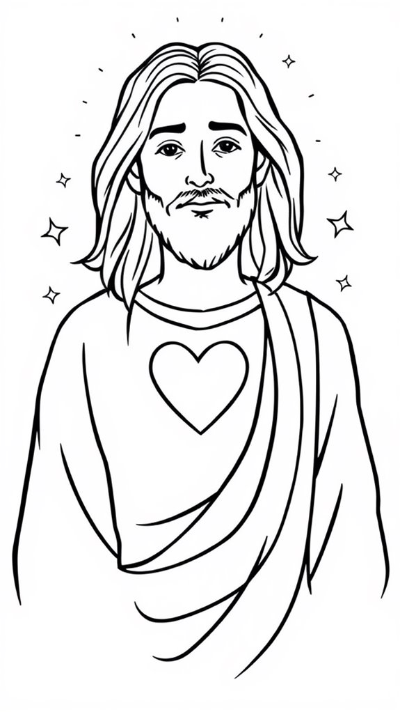 jesus coloring page heart