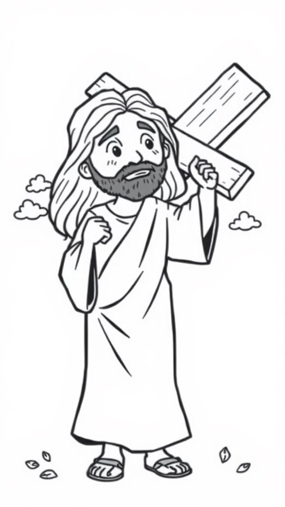 jesus cross cartoon coloring