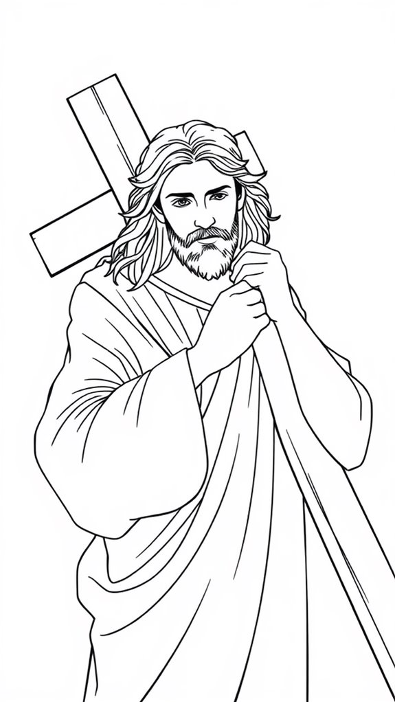 jesus cross monoline drawing