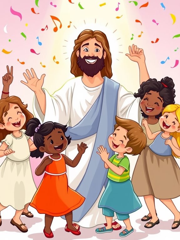 jesus dancing with children