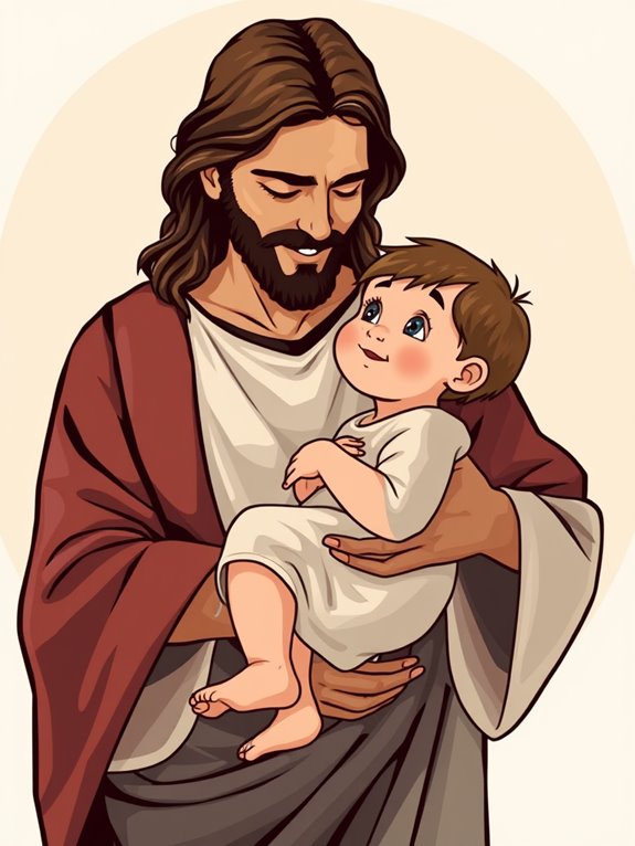 jesus embracing a child