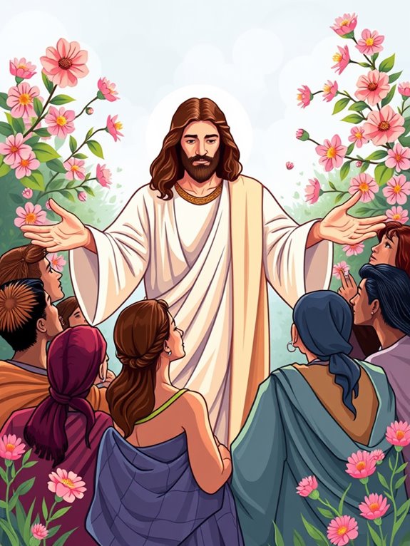 jesus healing with flowers