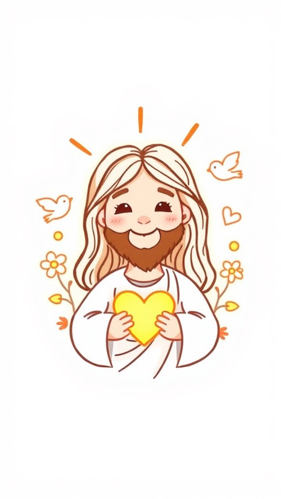 jesus heart doodle drawing