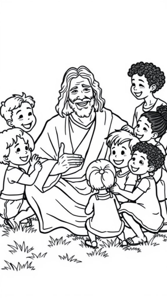 jesus joyfully interacting with children