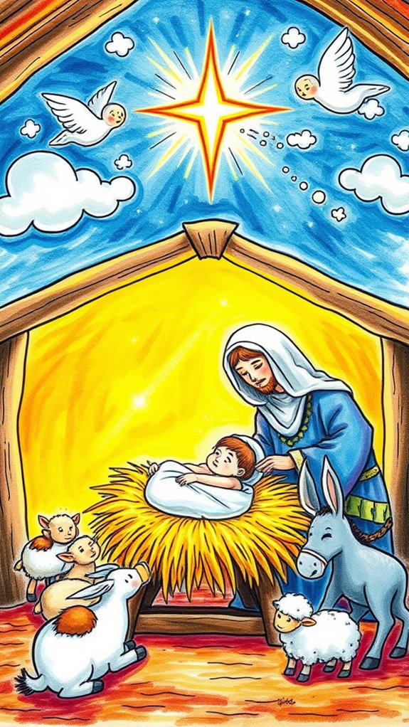 jesus nativity colorful illustration