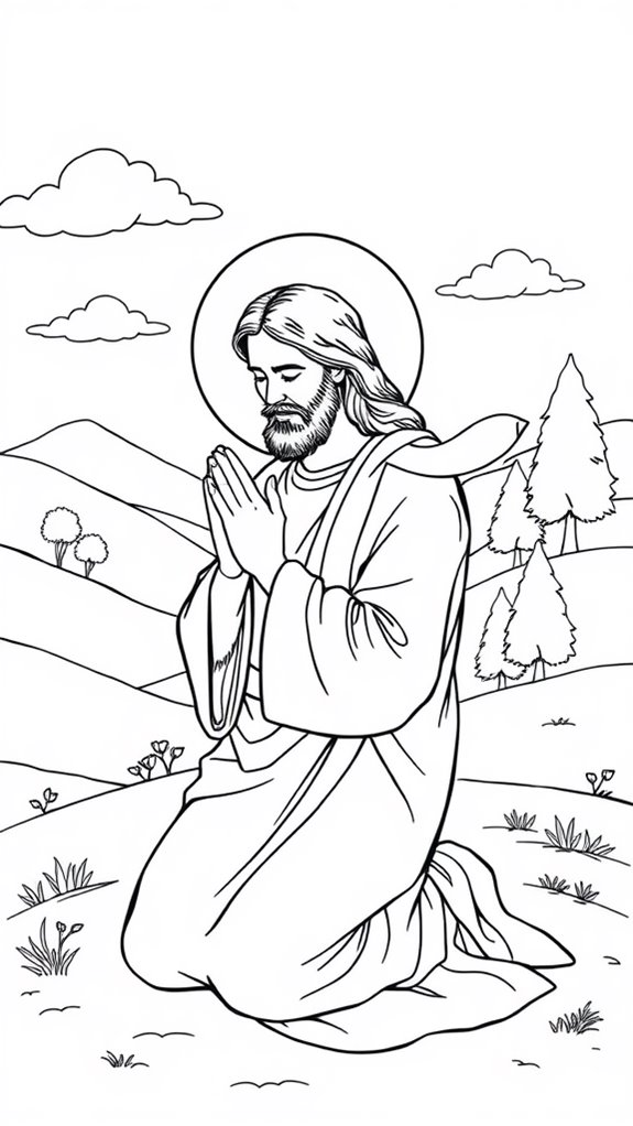 jesus praying coloring page