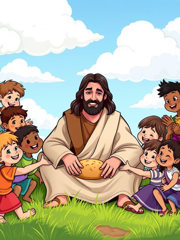 jesus sharing bread joyfully