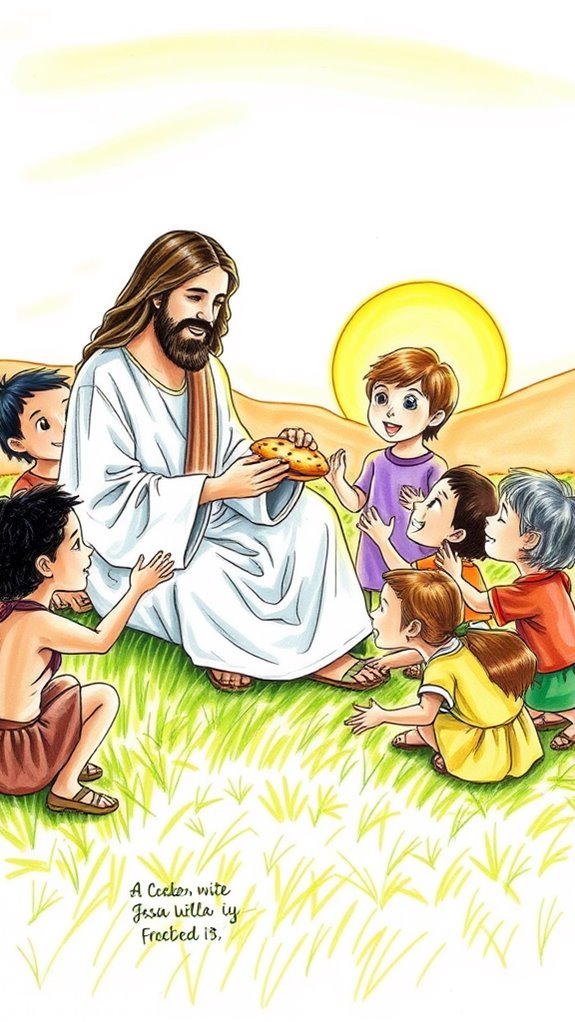 jesus sharing bread with children